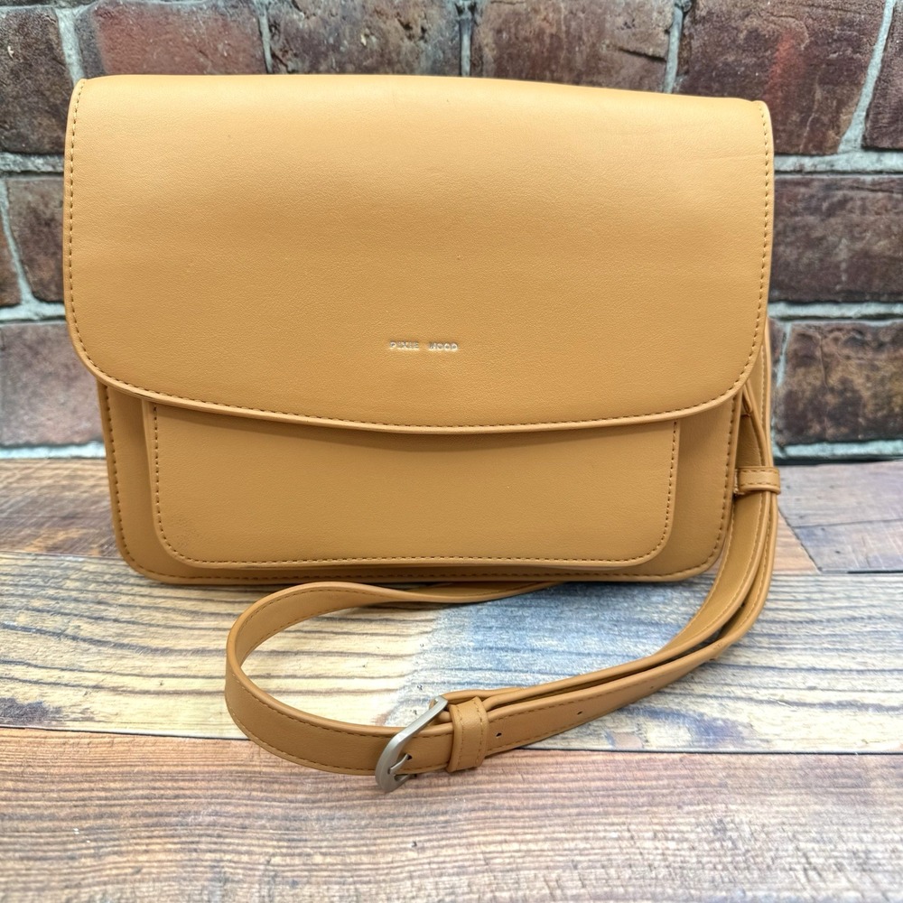 Pixie Mood Zoe Crossbody Bag Honey Tan Vegan Leather Minimalist Preppy
